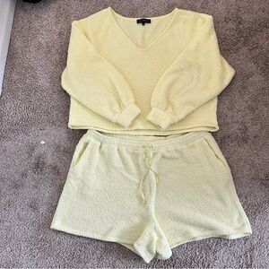 ELOQUII | yellow fuzzy lounge set